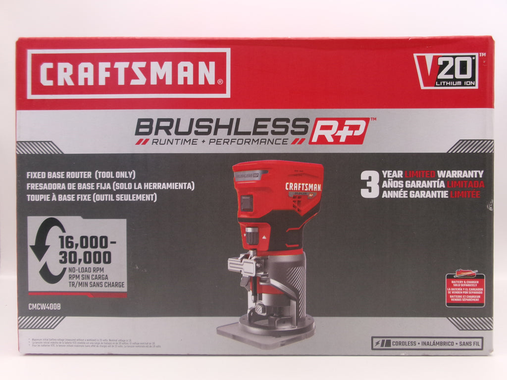 Craftman CMCW400B  V20 RP 1/4-in Variable Speed Brushless Fixed Cordless Router