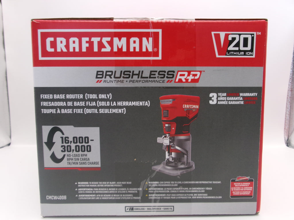 Craftman CMCW400B  V20 RP 1/4-in Variable Speed Brushless Fixed Cordless Router