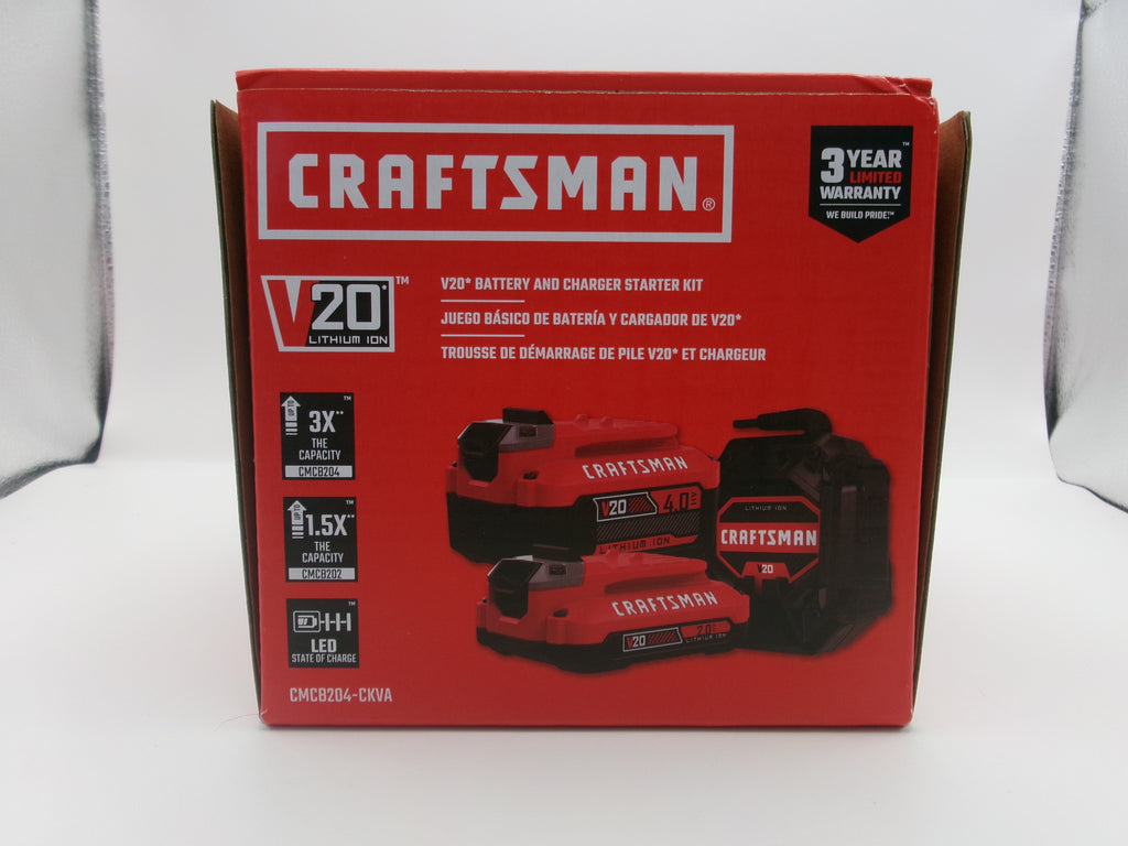 Craftsman CMCB204-CKVA 20-Volt 2-Pack SET Power Tool Battery W/Charger 4Ah/2Ah