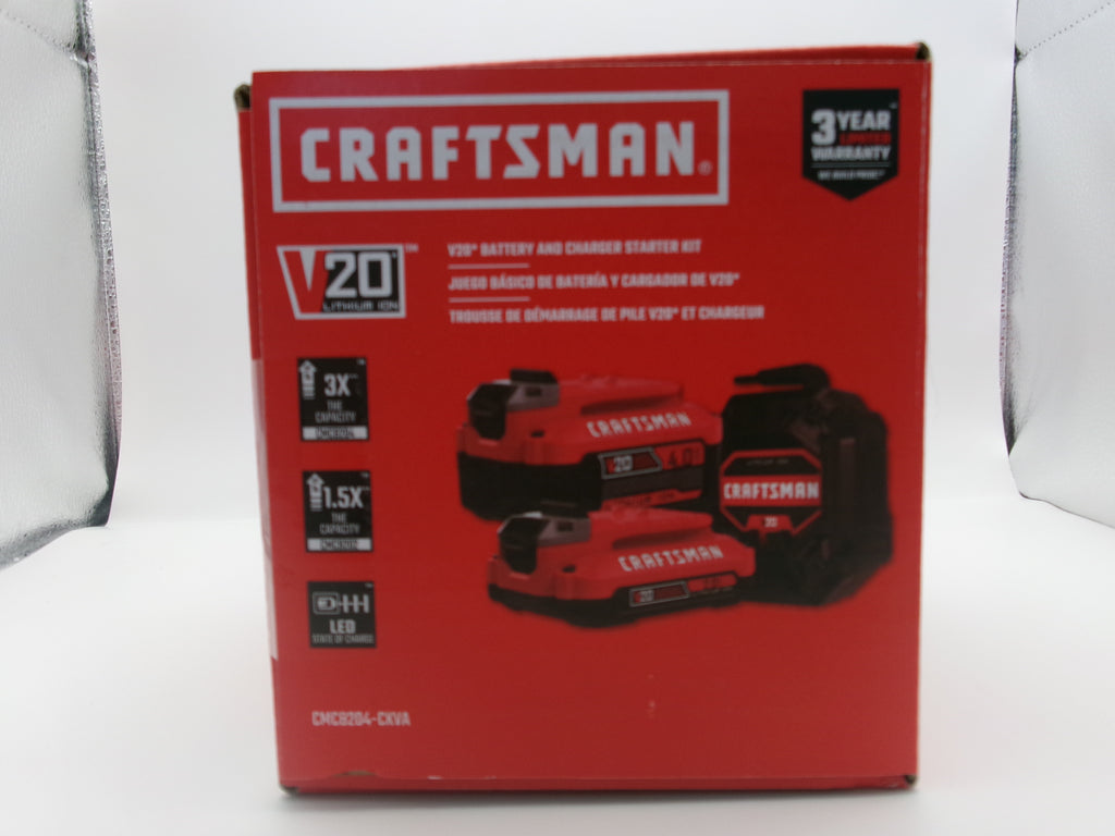 Craftsman CMCB204-CKVA 20-Volt 2-Pack SET Power Tool Battery W/Charger 4Ah/2Ah