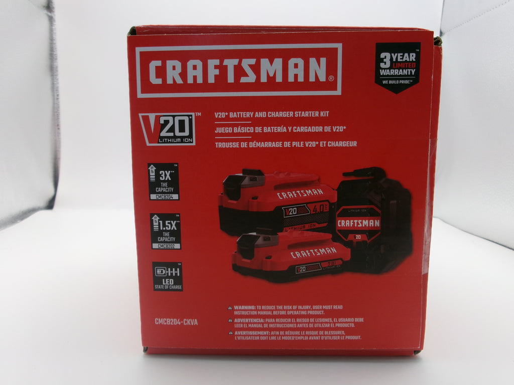 Craftsman CMCB204-CKVA 20-Volt 2-Pack SET Power Tool Battery W/Charger 4Ah/2Ah
