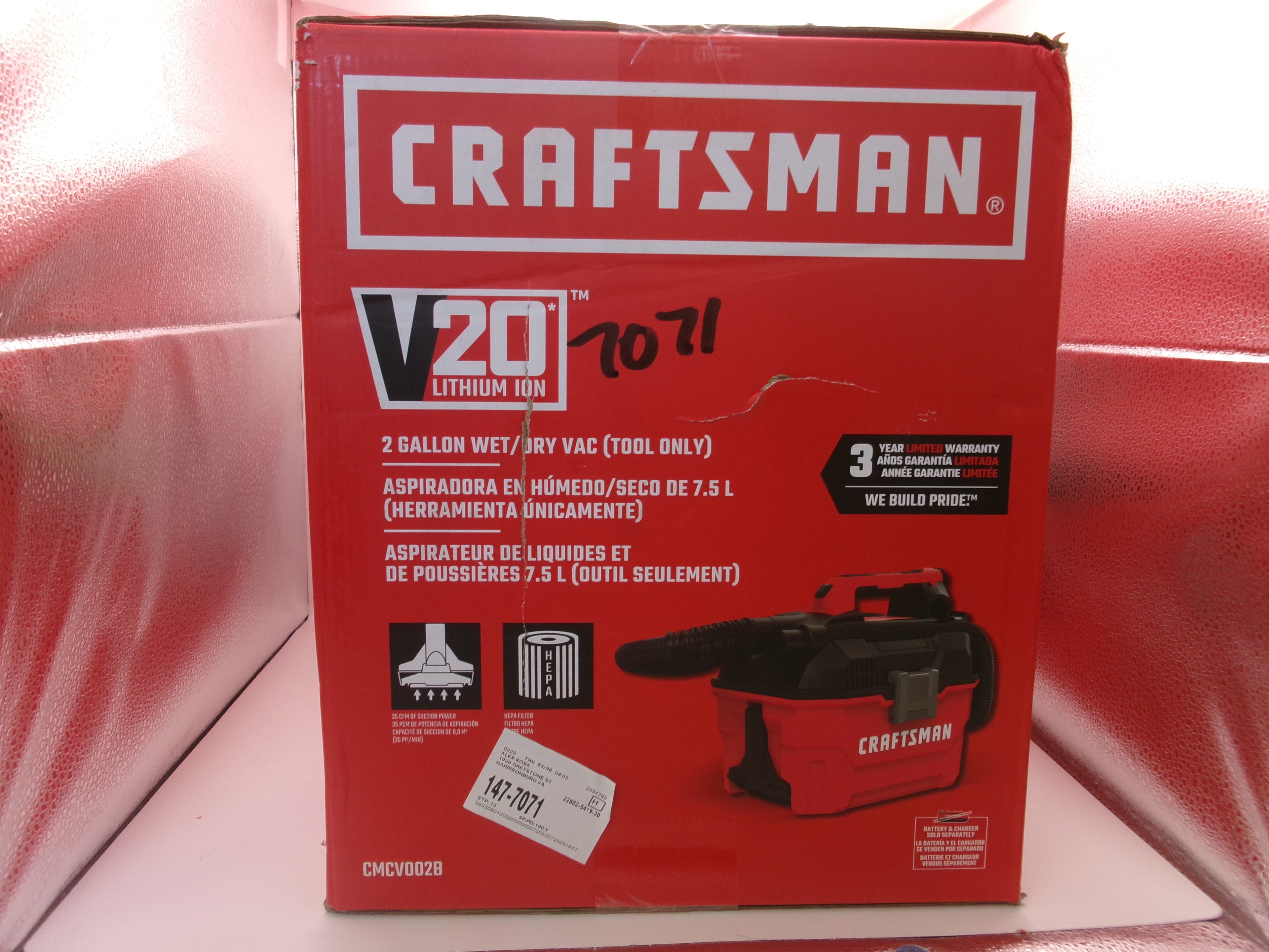 Craftsman CMCV002B V20 2 Gallon Cordless Wet Dry Vac (Bare Tool)
