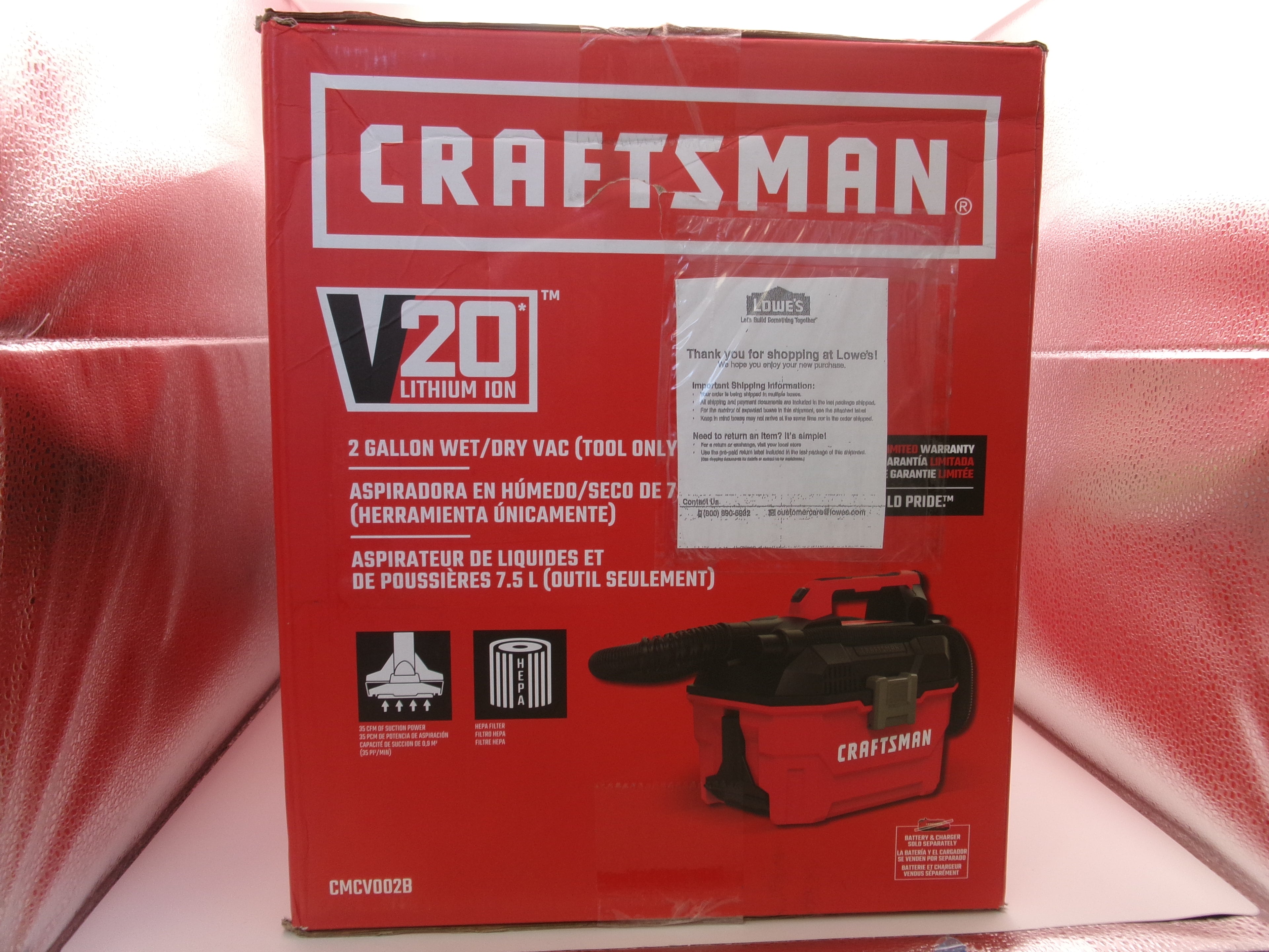 Craftsman CMCV002B V20 2 Gallon Cordless Wet Dry Vac (Bare Tool)
