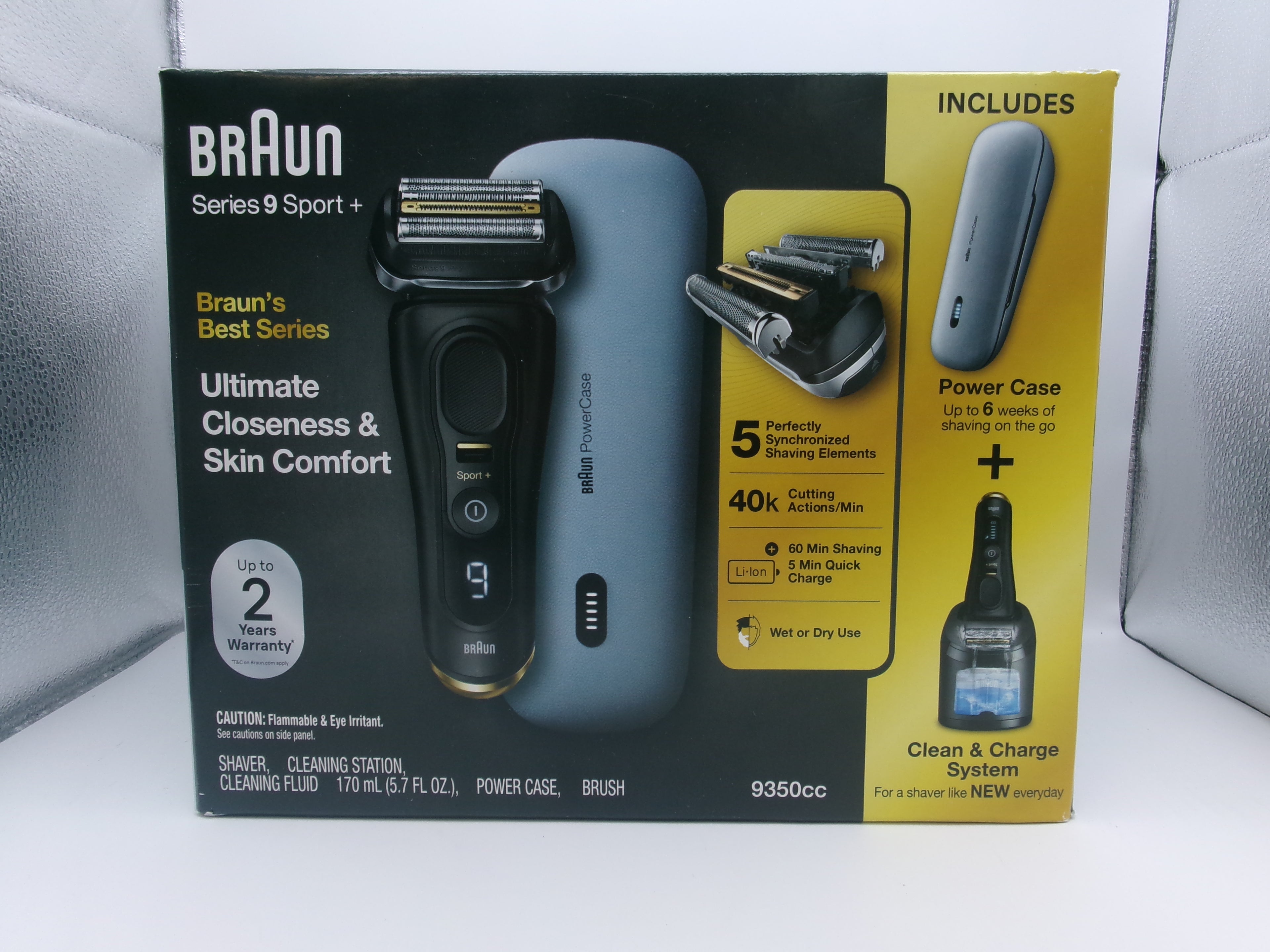 BRAUN Series 9 Sport 9350CC Wet & Dry Clean & Charge System & Power Case