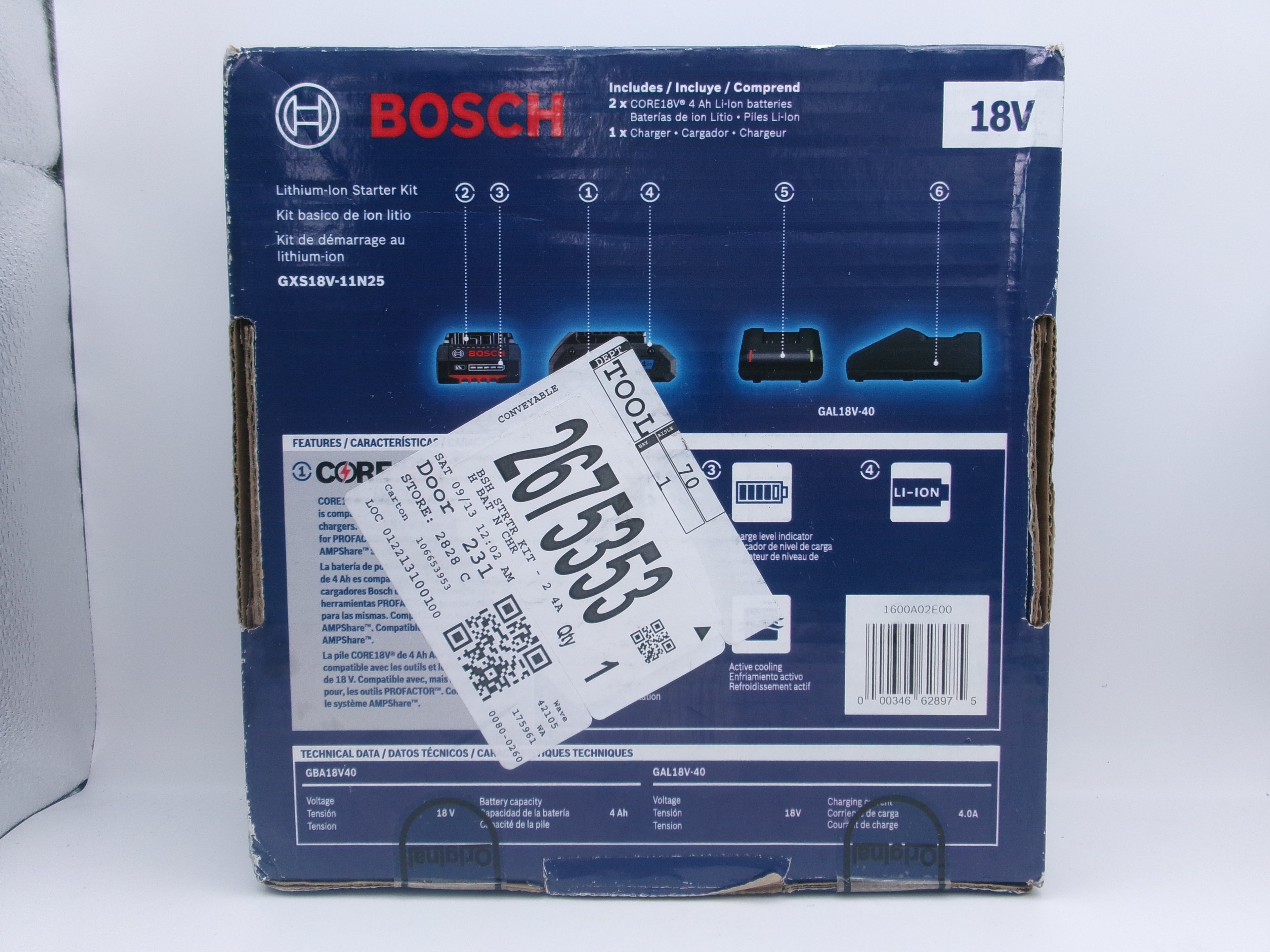 Bosch GXS18V-11N25 18V Starter Kit 2 CORE18V 4Ah Batteries 1 18V Charger