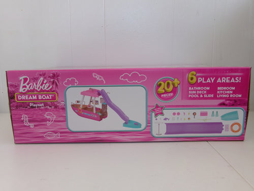 Barbie Boat with Pool and Slide, Dream Boat Playset Includes 20+ Pieces Like Dolphin and Accessories