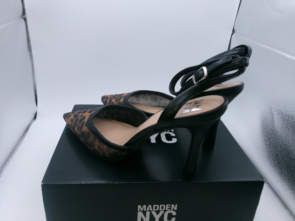 Madden NYC leopard print mesh high heels with strap