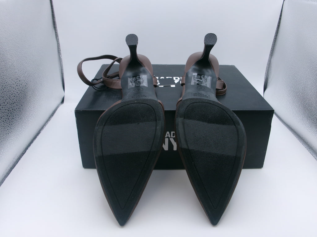 Madden NYC Brown Mesh Buckle Ankle Strap Stiletto Heeled Sandals Pointed Toe
