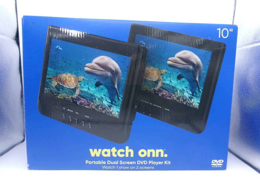 Onn 10" Dual Screen Portable DVD Player Kit with Storage Bag 1000122641