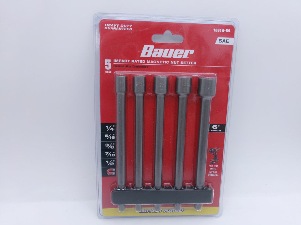 Bauer 5 piece Impact Rated Magnetic Nut Setter