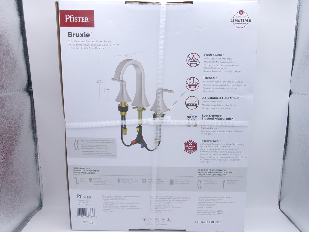 Pfister Bruxie 8 in. Bathroom Faucet w/ Drain Kit in Spot Defense Brushed Nickel