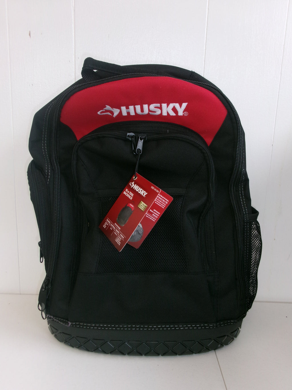 Husky 16 in. Tool Backpack Heavy Duty Rubber Bottom Storage Bag H-68003