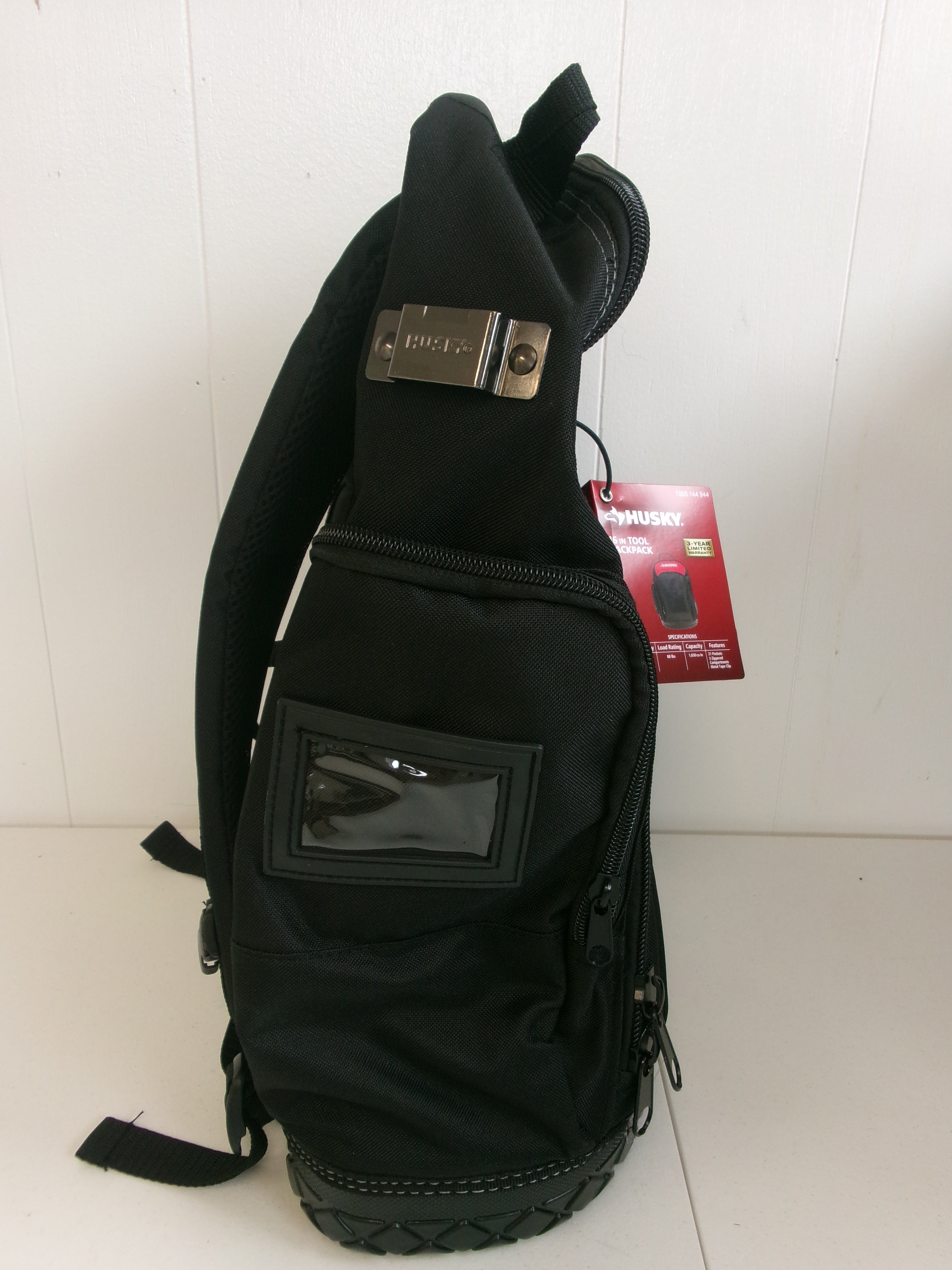 Husky 16 in. Tool Backpack Heavy Duty Rubber Bottom Storage Bag H-68003