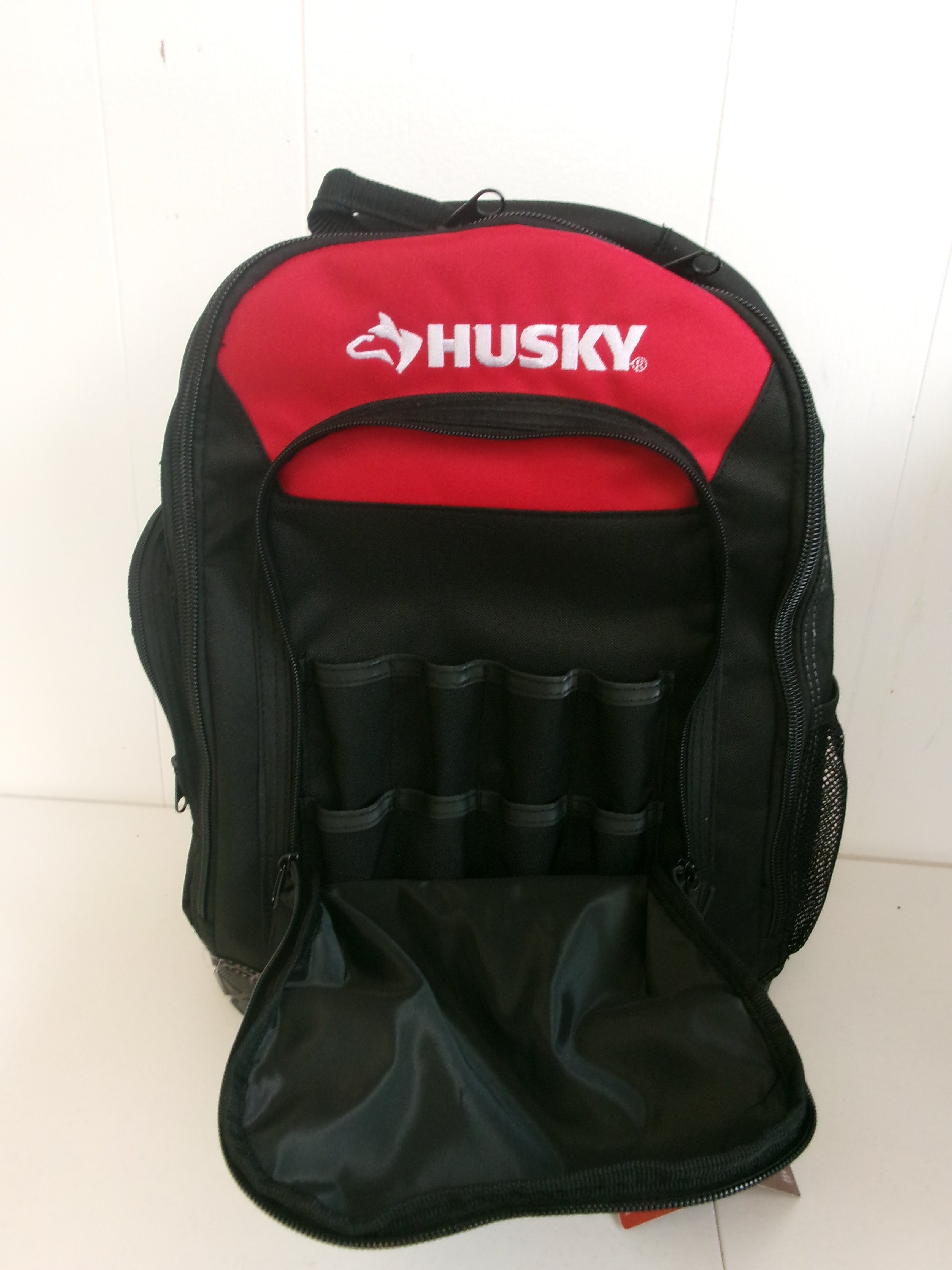 Husky 16 in. Tool Backpack Heavy Duty Rubber Bottom Storage Bag H-68003