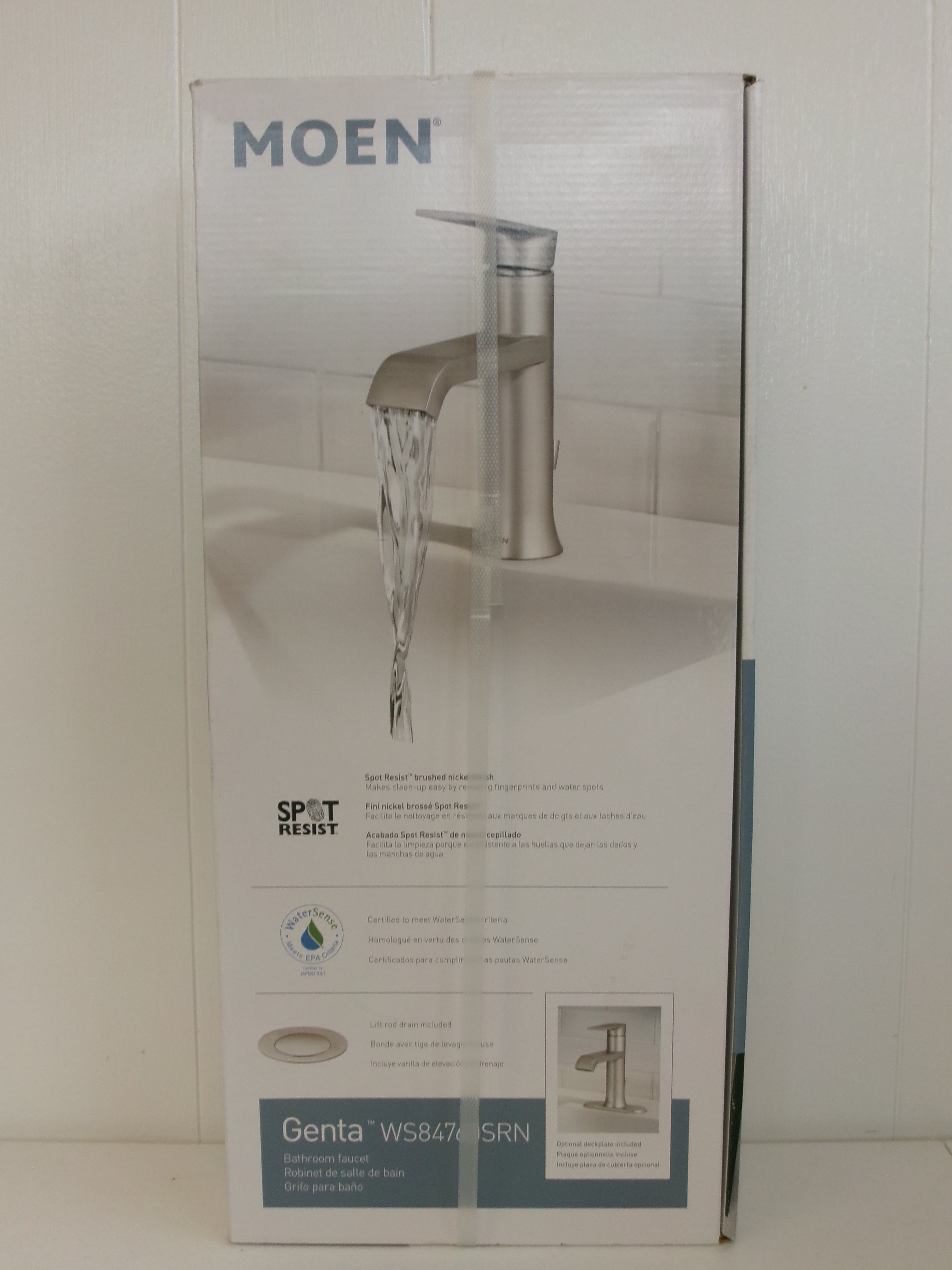 Moen Genta Single Hole Single-Handle Bathroom Faucet Spot Resist Brushed Nickel
