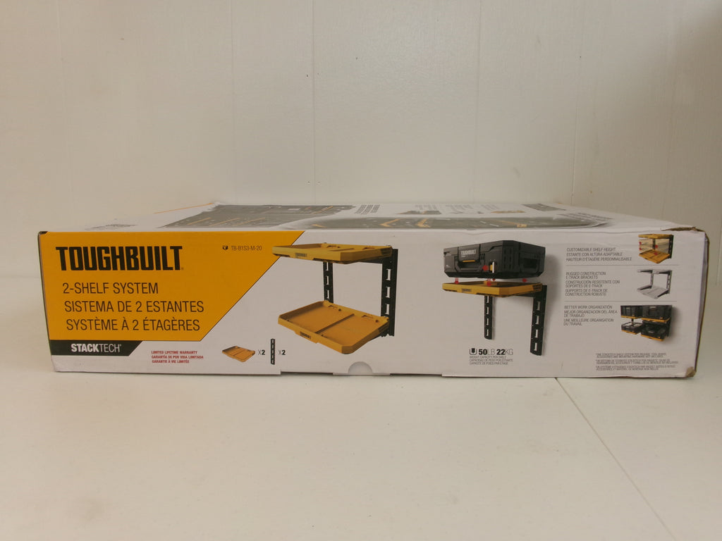 ToughBuilt 2-Shelf System, Wall Mounted Tool Storage Organizer Shelves