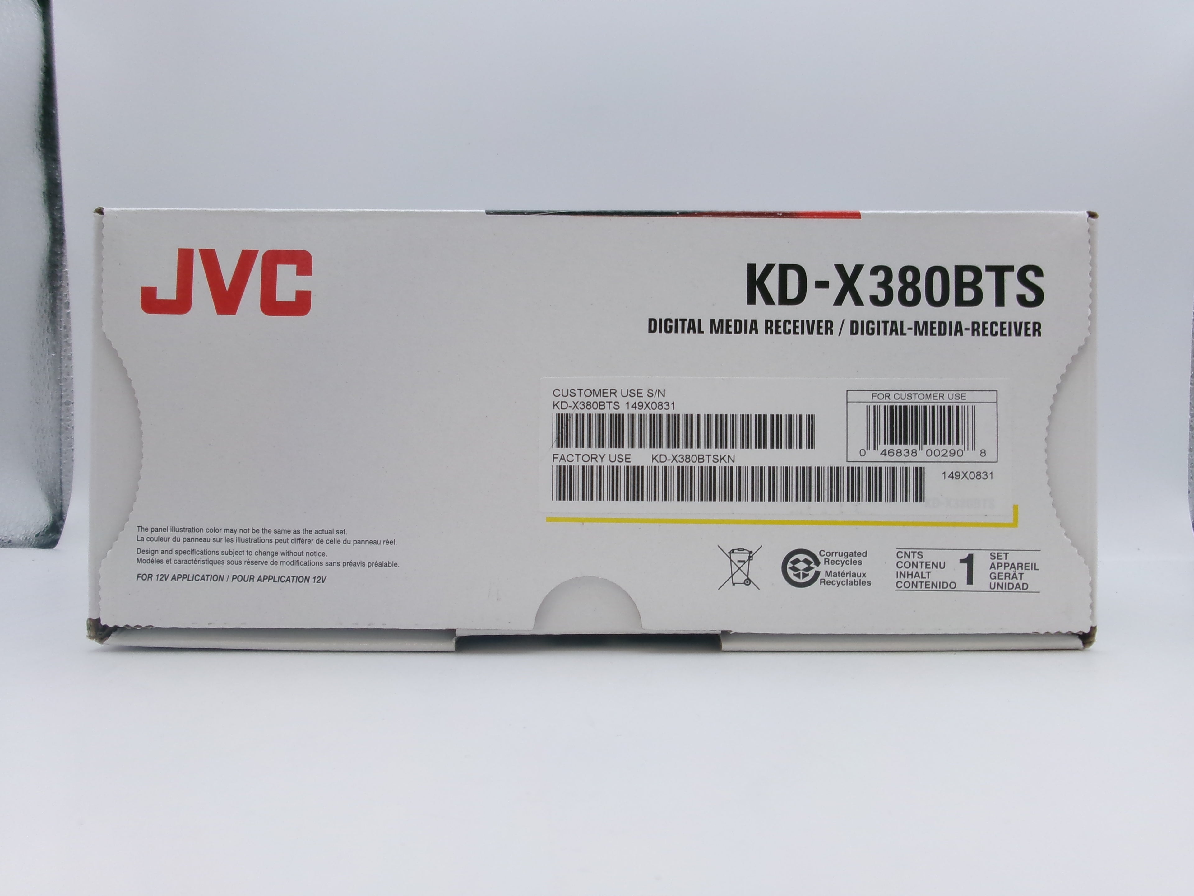 JVC KD-X380BTS Media Receiver w Bluetooth USB SiriusXM 13-Band EQ