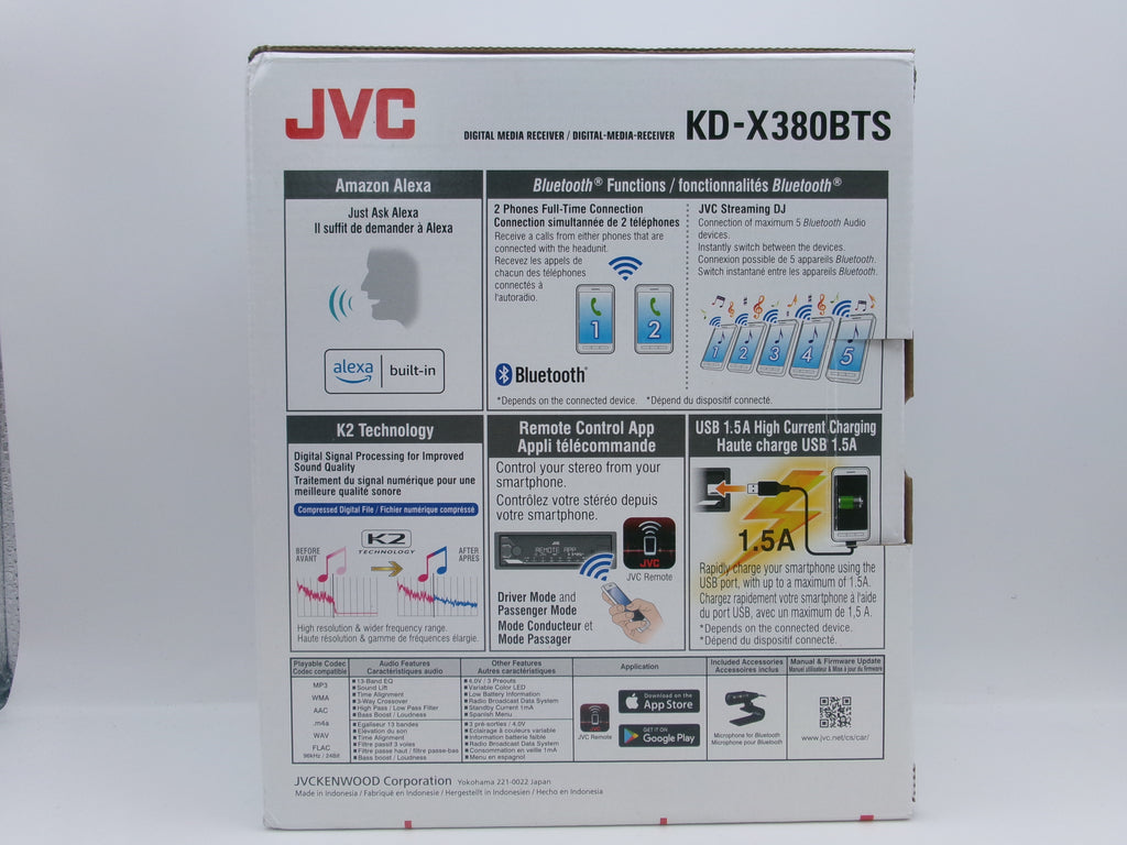 JVC KD-X380BTS Media Receiver w Bluetooth USB SiriusXM 13-Band EQ