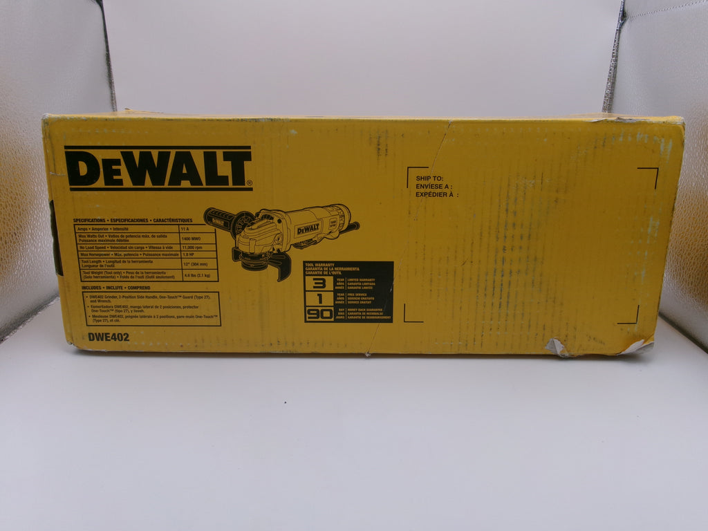 DEWALT DWE402W 11 Amp 4-1/2" Corded Angle Grinder w/ Paddle Switch & Wheel