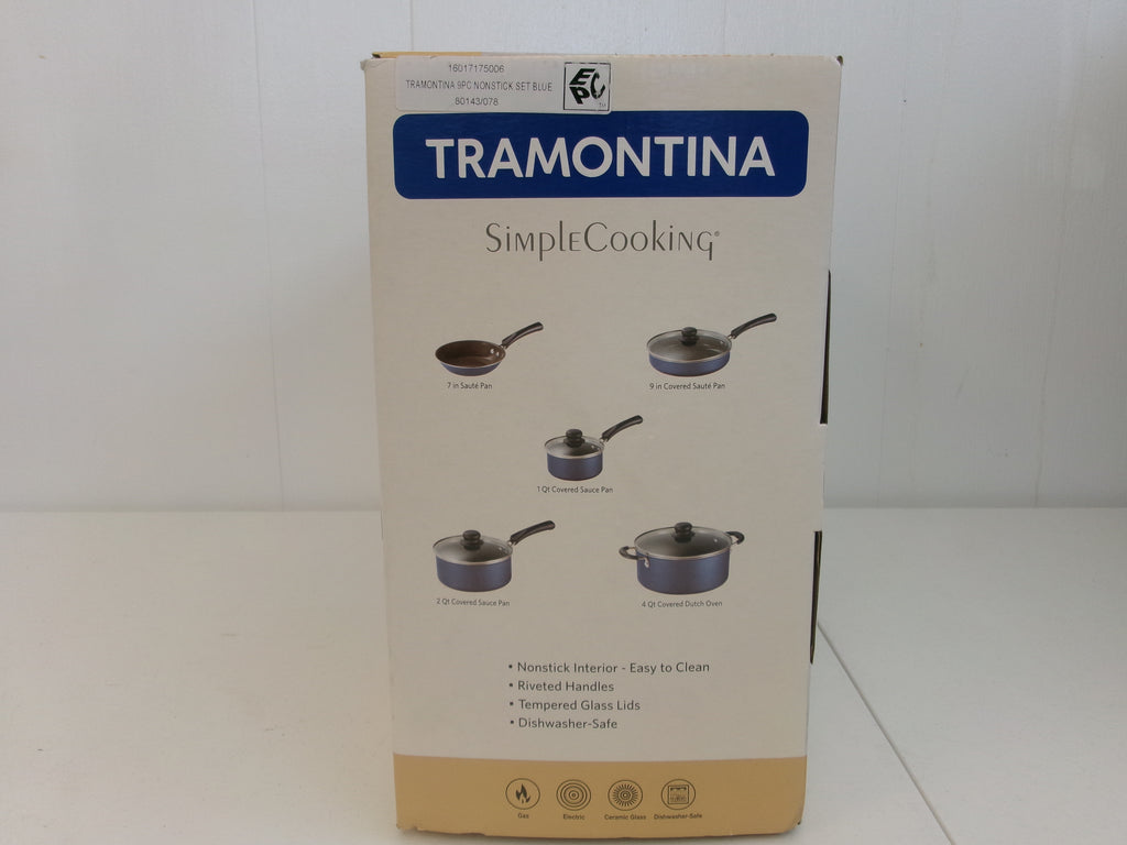 Tramontina Simple Cooking 9 Piece Nonstick Pan Set Blue