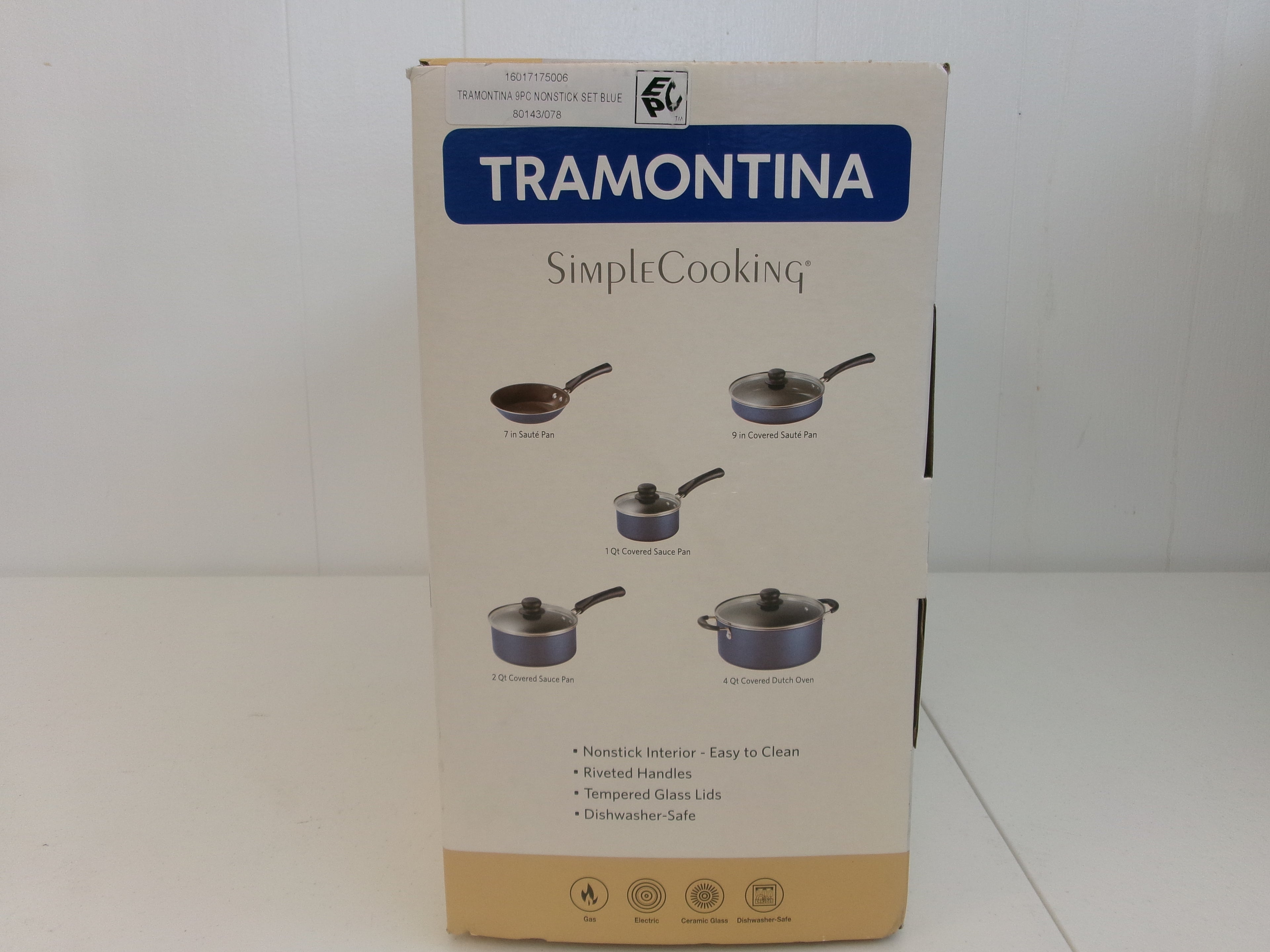 Tramontina Simple Cooking 9 Piece Nonstick Pan Set Blue