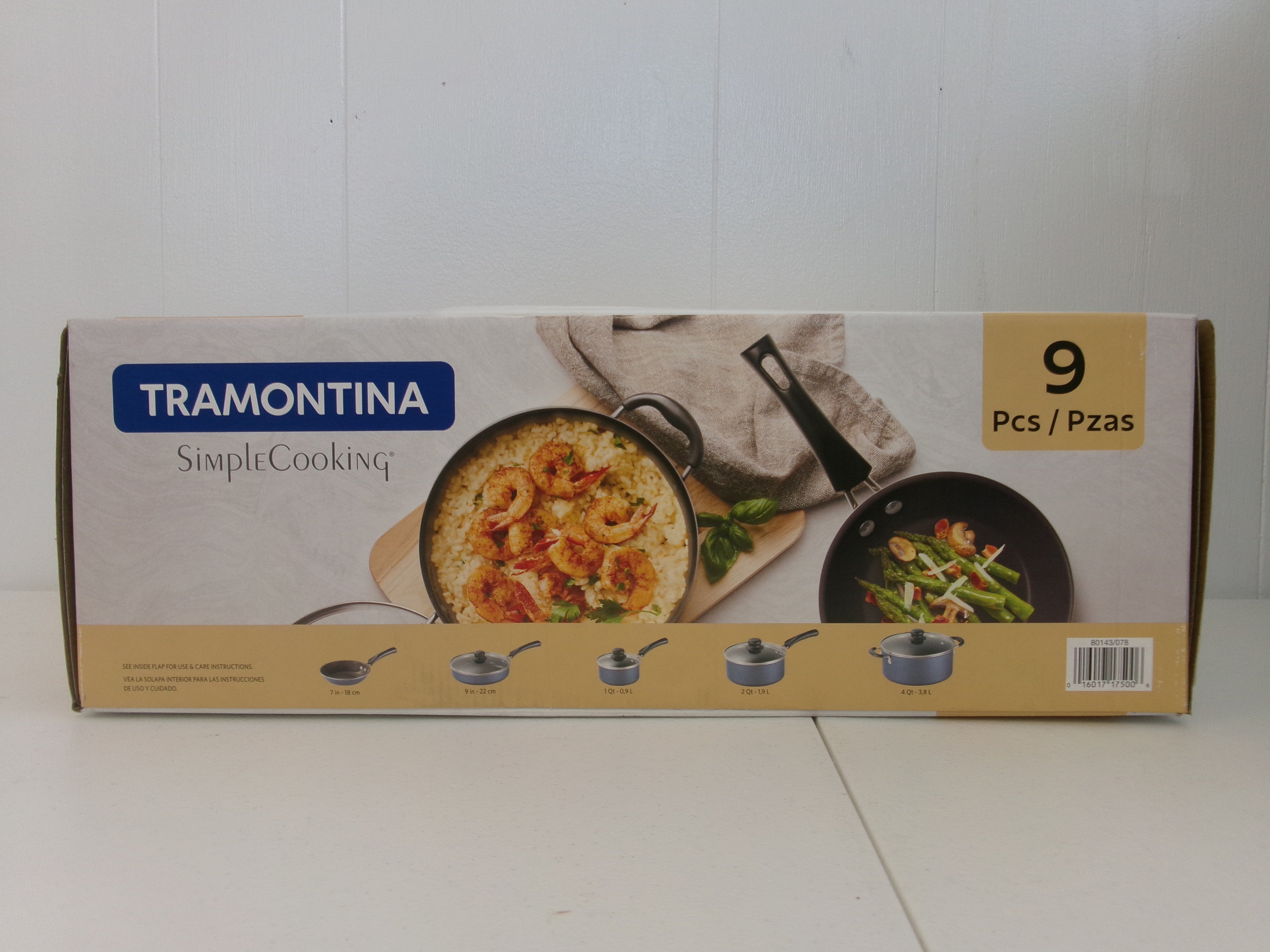 Tramontina Simple Cooking 9 Piece Nonstick Pan Set Blue