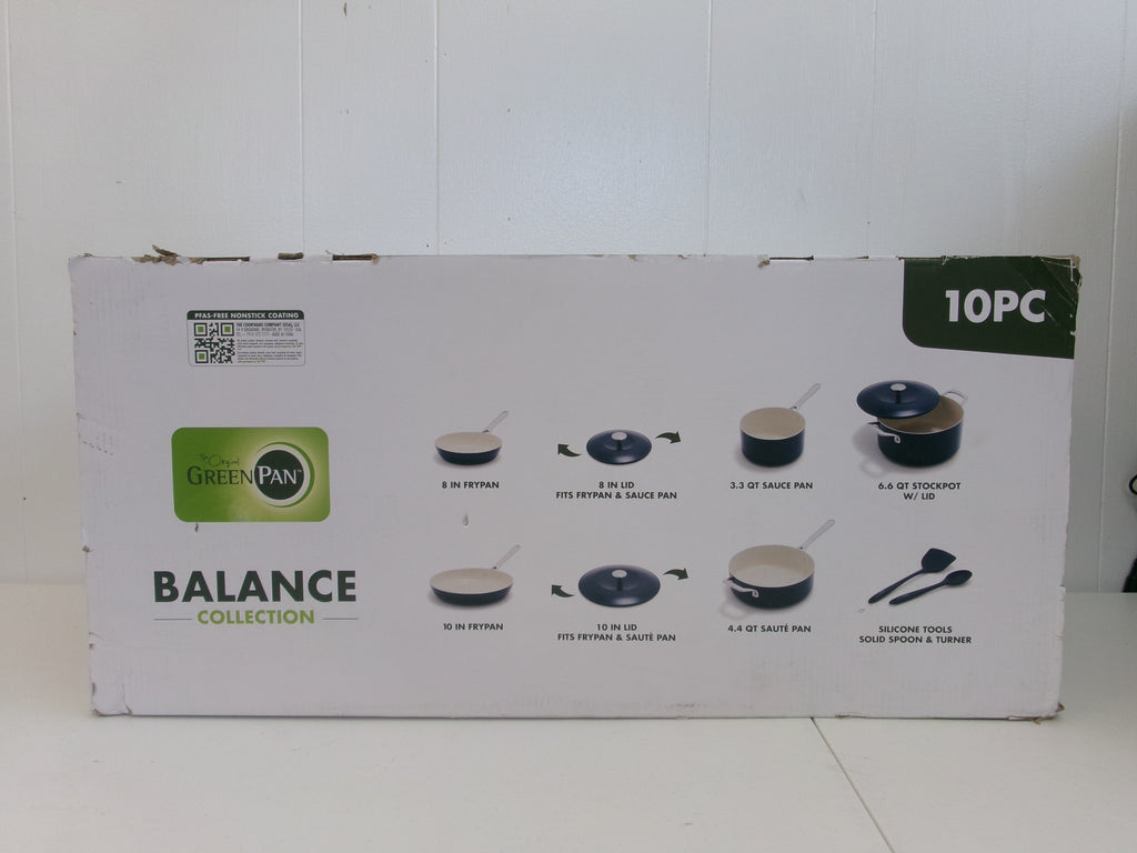 GreenPan Balance 10 Piece Ceramic Nonstick Cookware Pan Oxford Blue