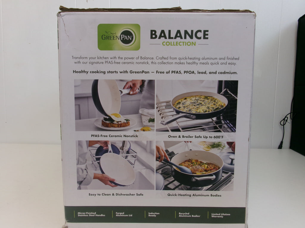 GreenPan Balance 10 Piece Ceramic Nonstick Cookware Pan Oxford Blue