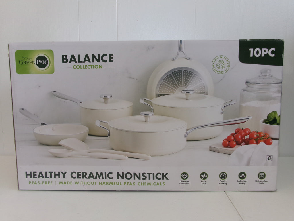 GreenPan Balance 10 Piece White Ceramic Nonstick Induction Cookware Set