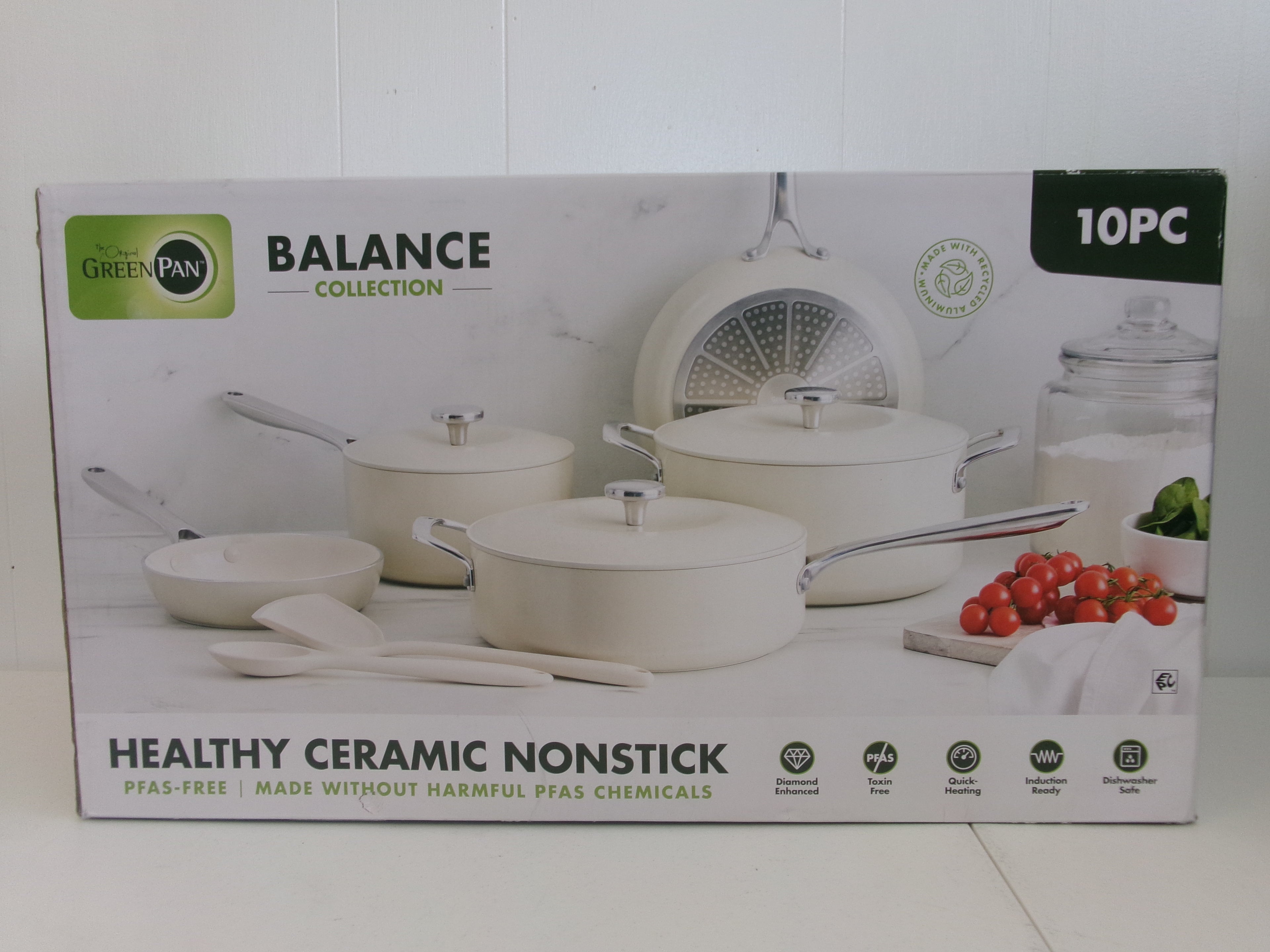 GreenPan Balance 10 Piece White Ceramic Nonstick Induction Cookware Set