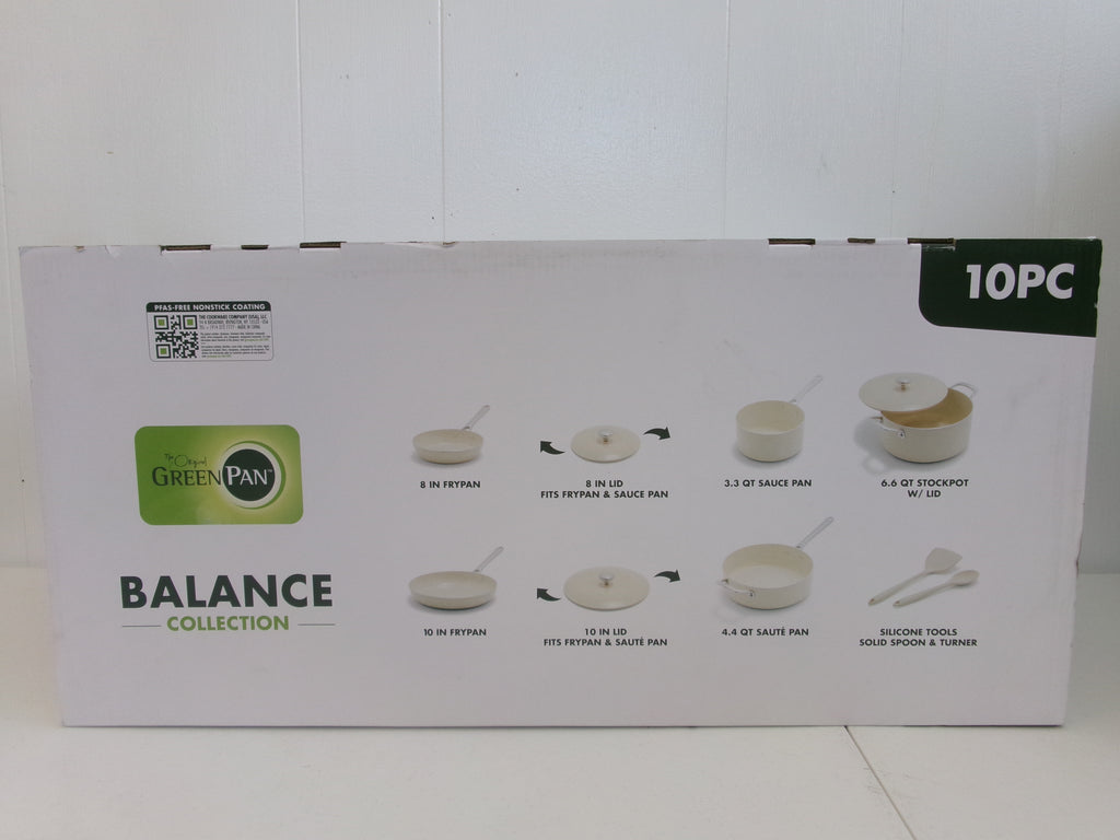 GreenPan Balance 10 Piece White Ceramic Nonstick Induction Cookware Set