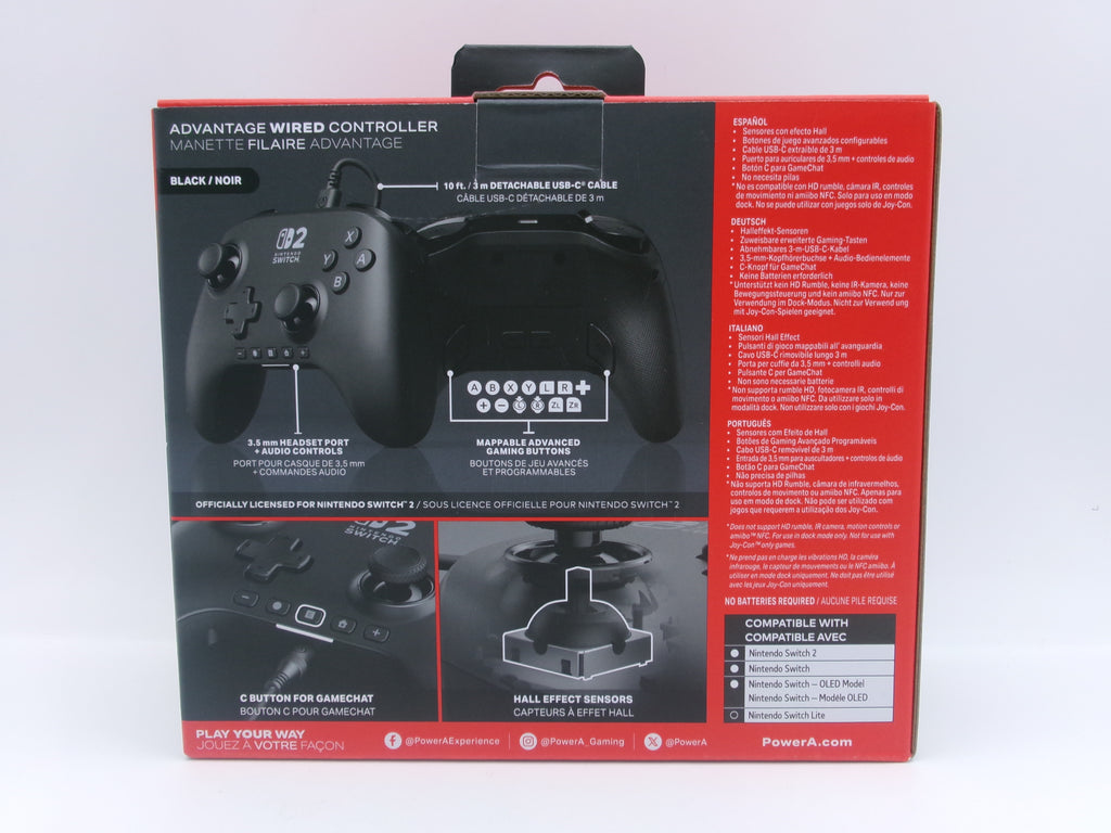 PowerA Advantage Wired Controller for Nintendo Switch 2 Black