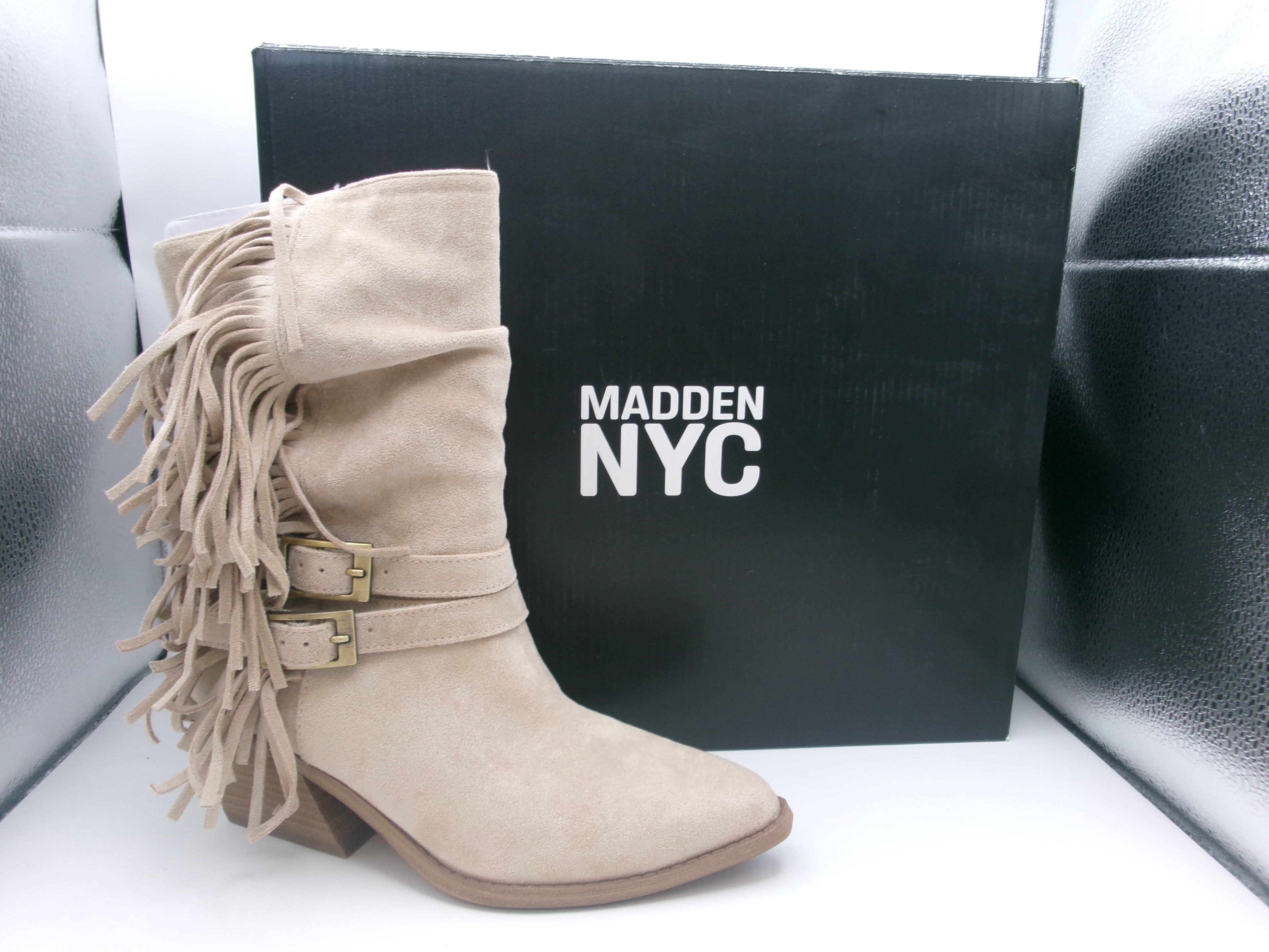 Madden NYC Women's Faux Suede Fringe Boots