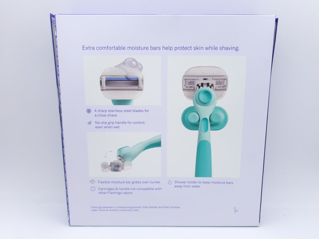 Flamingo Moisture Plus Shave Kit 9 Cartridges Razor Handle Shower Holder Aloe