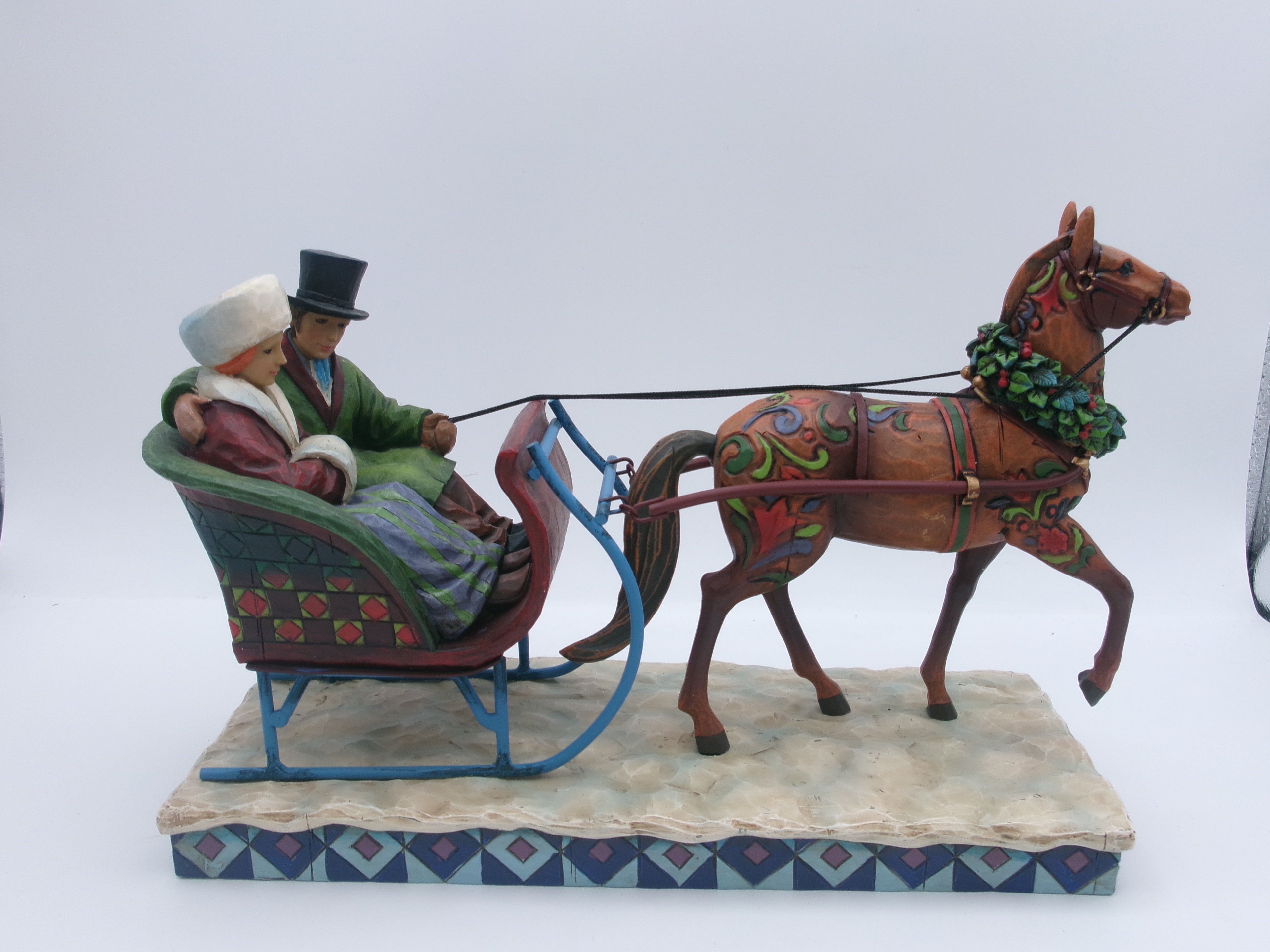 Jim Shore Heartwood Creek Dashing Into The Season Couple in Sleigh W/ Horse 2006