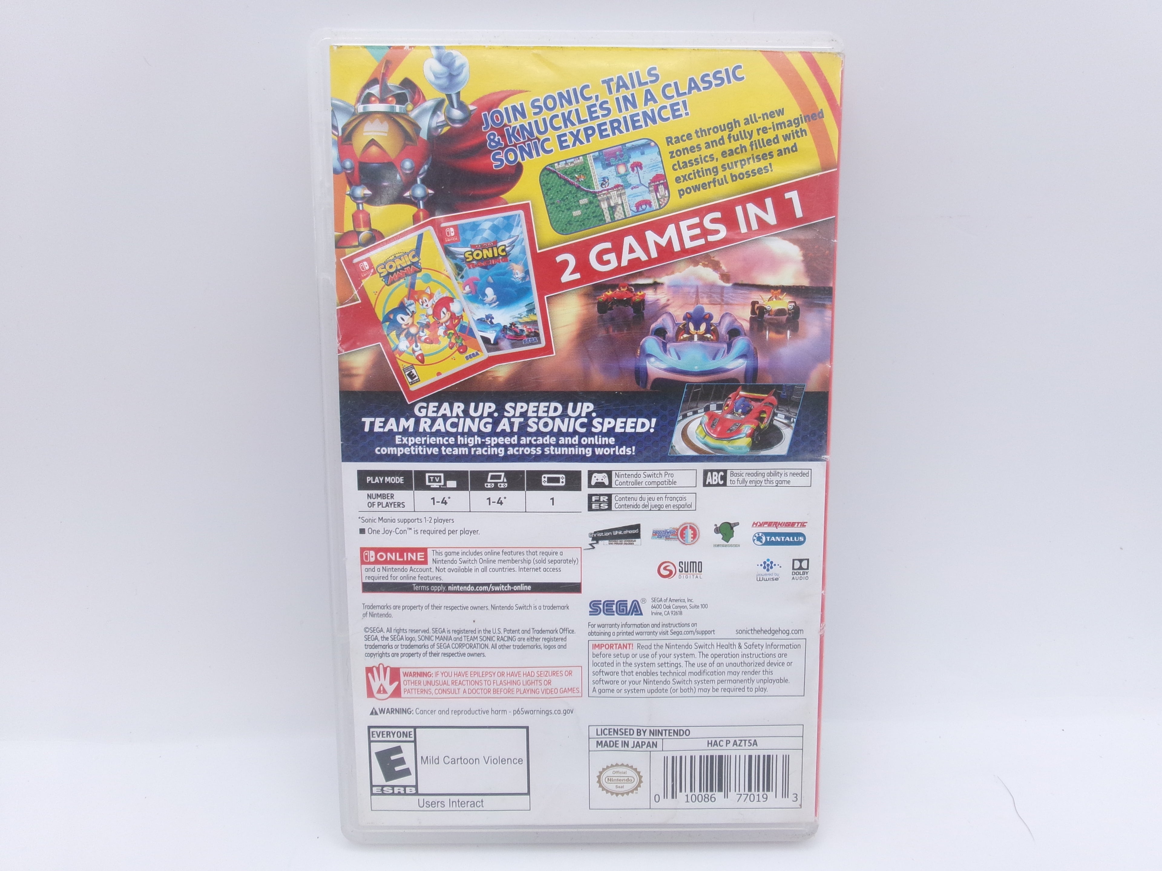 Nintendo Switch Sonic Mania + Team Sonic Racing Double Pack