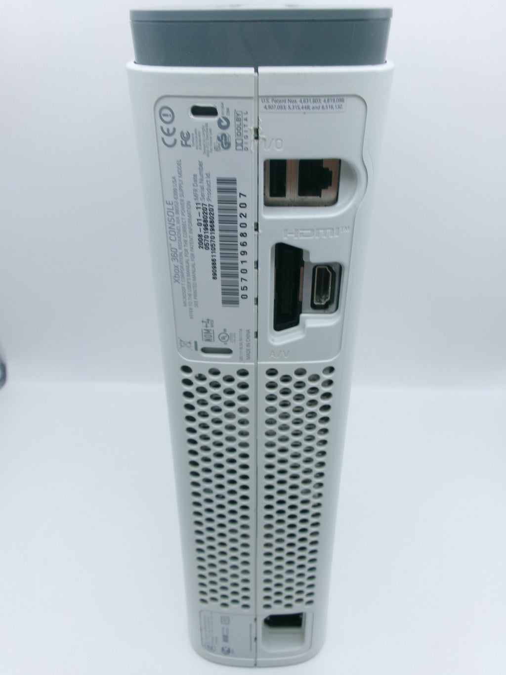 Xbox 360 Go Pro White w/AV Cable Controller Power Supply & Original Box- Not Functioning