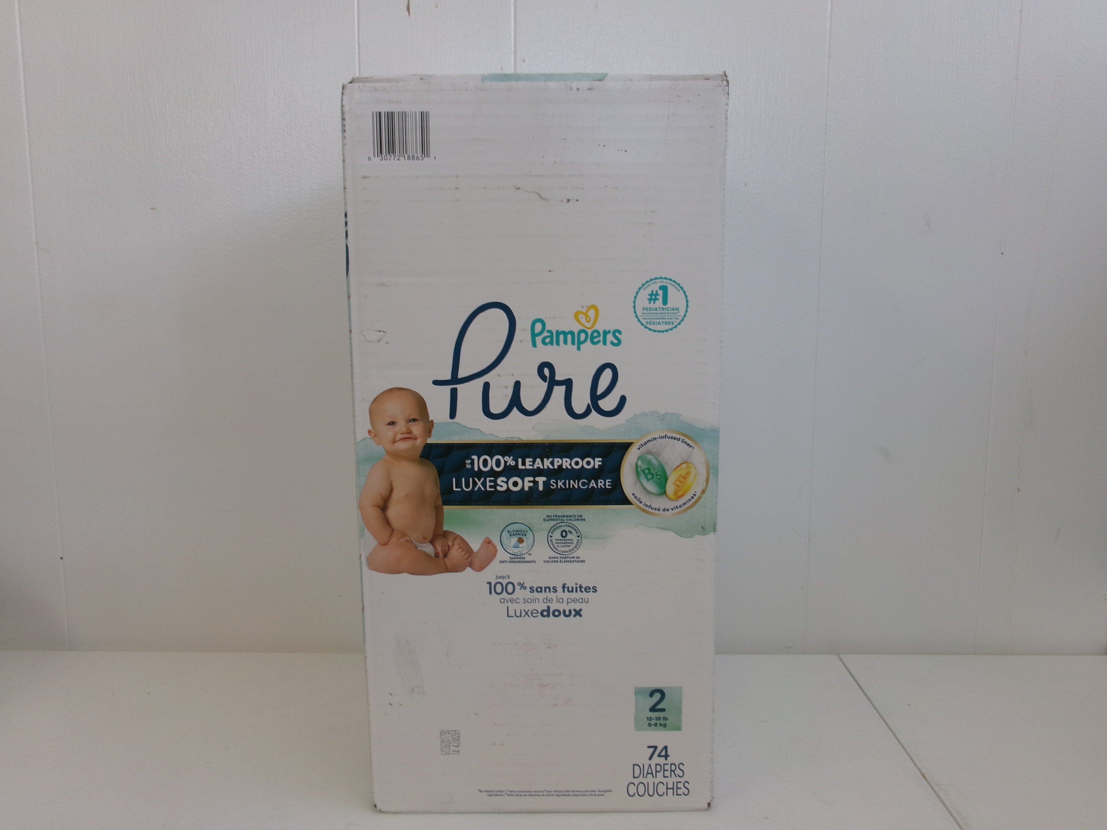 Pampers Pure Baby Diapers, Size 2, 74 Count, Up to 100% Leakproof, Premium Hypoallergenic Soft Diapers