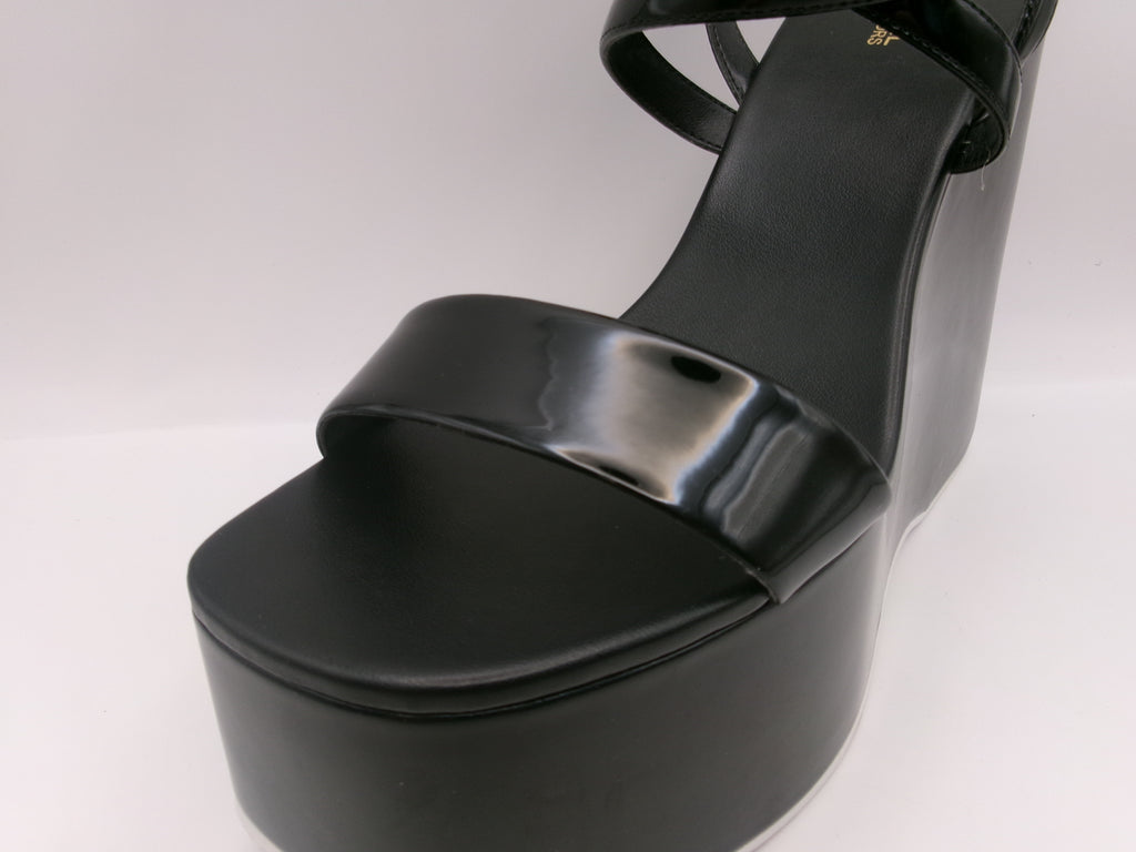 Paola Faux Patent Leather Wedge Sandal