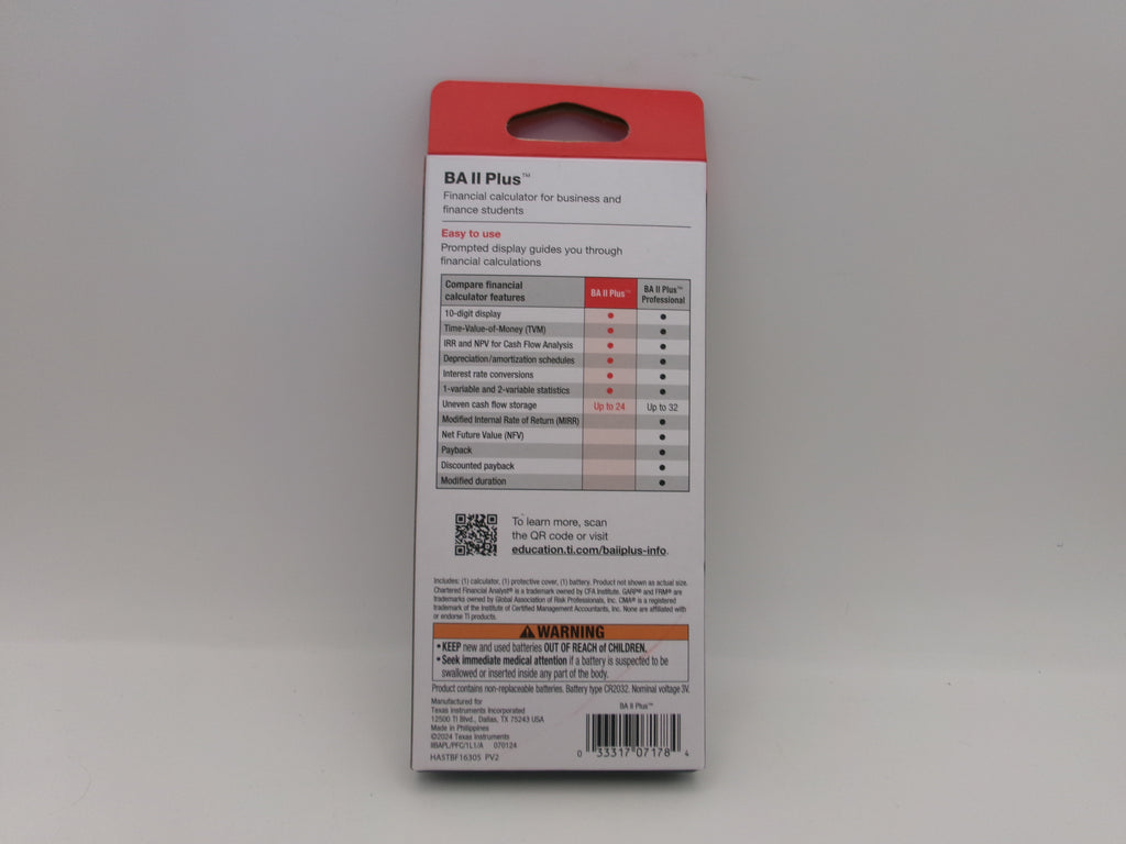 Texas Instruments BA II PLUS Financial Calculator