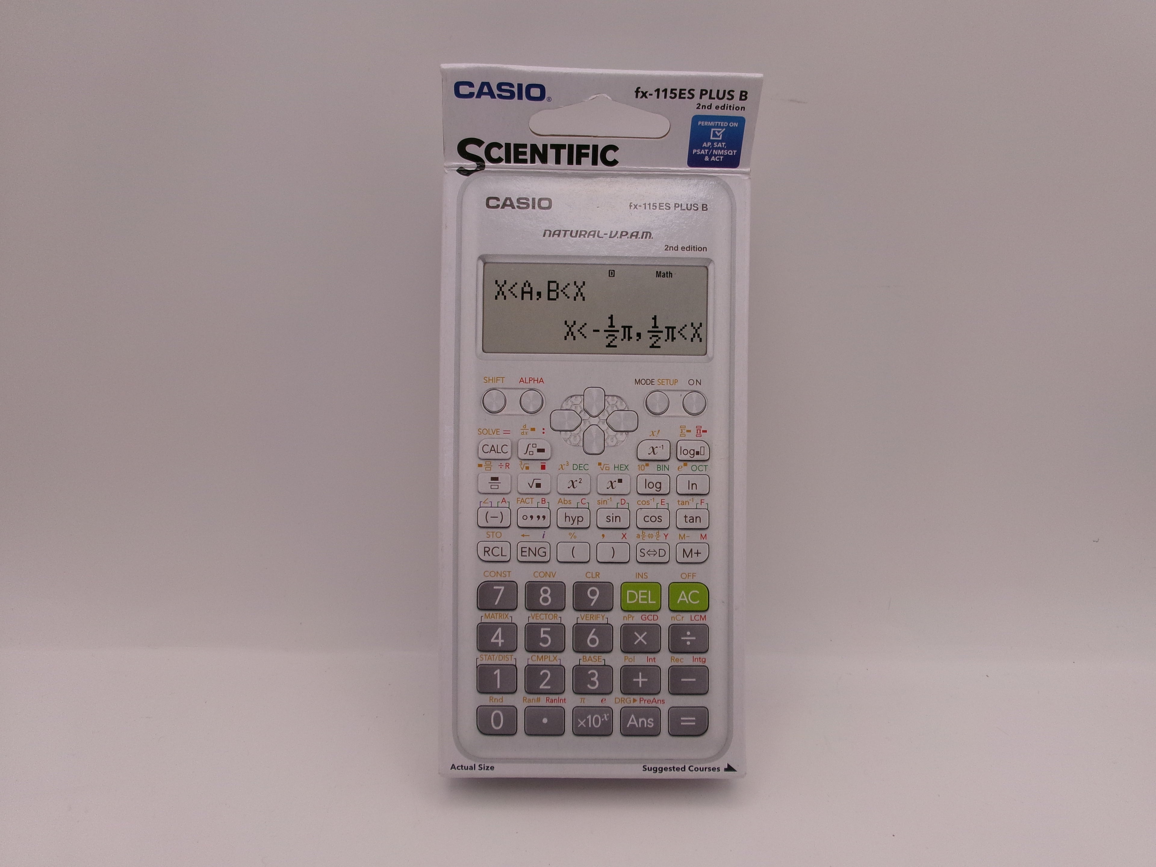 Casio fx-115ES Plus B 2nd Edition 16-Digit Battery Powered Scientific Calculator, White (FX-115ESPLSB)