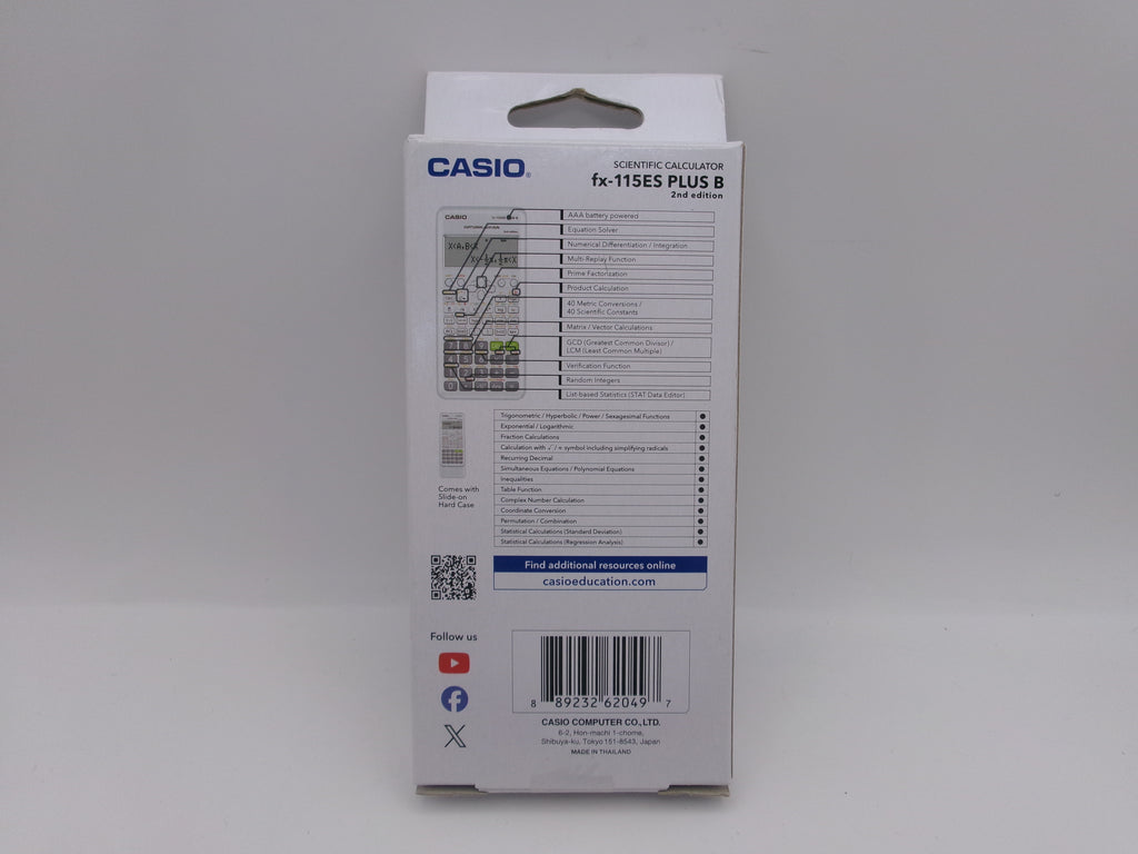 Casio fx-115ES Plus B 2nd Edition 16-Digit Battery Powered Scientific Calculator, White (FX-115ESPLSB)