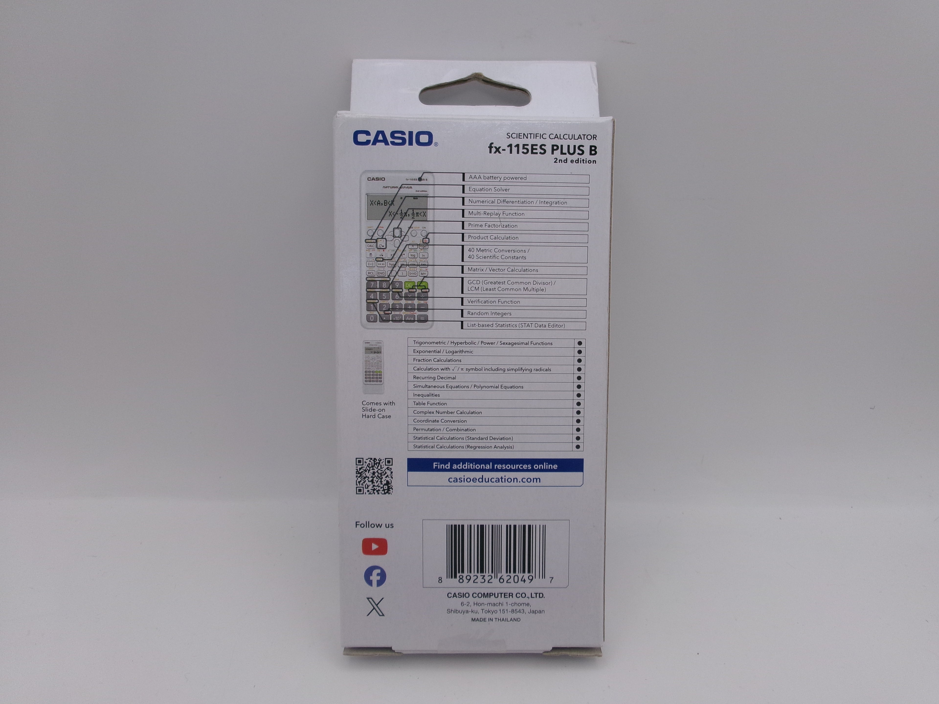 Casio fx-115ES Plus B 2nd Edition 16-Digit Battery Powered Scientific Calculator, White (FX-115ESPLSB)
