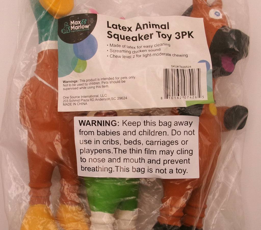 Max & Marlow 9.2" Squeaky Dog Toys for Small Dog, 3 Pack Funny Latex Puppy Chew Toys