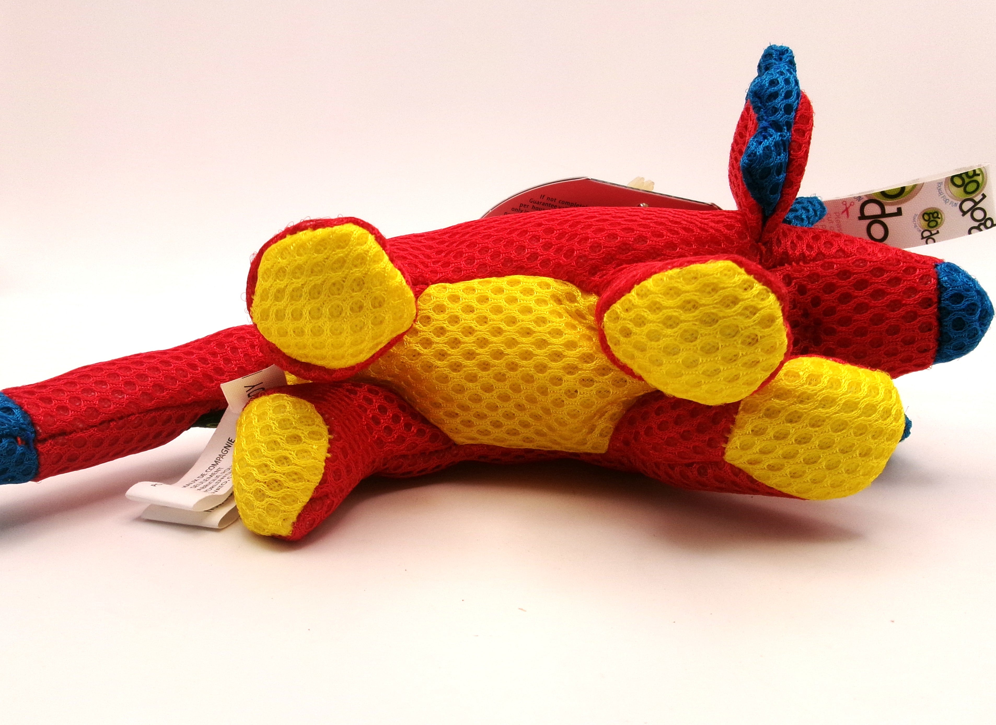 GoDog 2x Chew Guard Triceratops Dinosaur Durable Squeaky Plush Dog Toy, Small Red