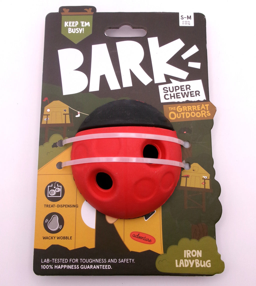 BARK Super Chewer Iron Ladybug Tough Treat Dispensing Dog Chew Toy