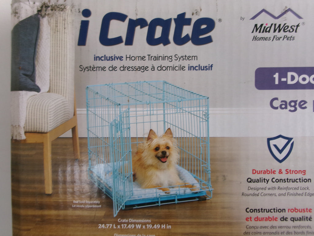 Crates & Kennels MidWest iCrate Single Door Collapsible Wire Dog Crate, Blue, Small