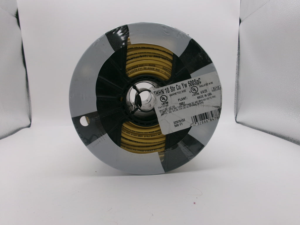 Southwire 22978157 500 ft Yellow Stranded CU THHN Wire #10 AWG for Industrial & Residential Use