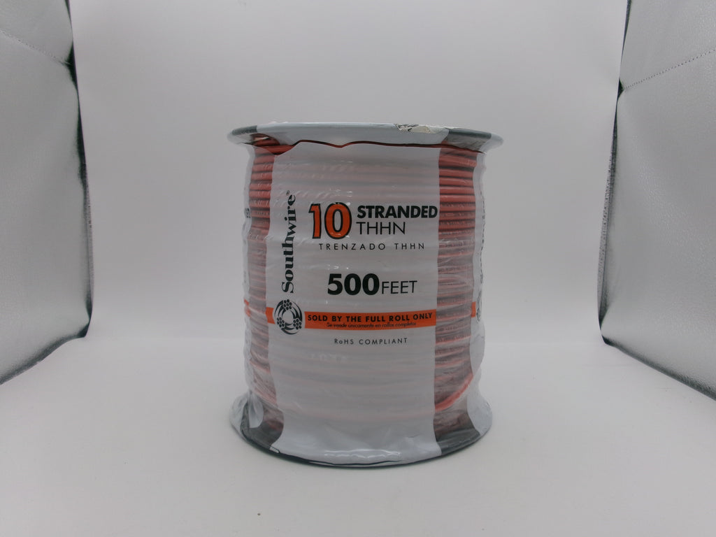 Southwire 22979957 500 ft Orange Stranded CU THHN Wire #10 AWG for Industrial & Residential Use