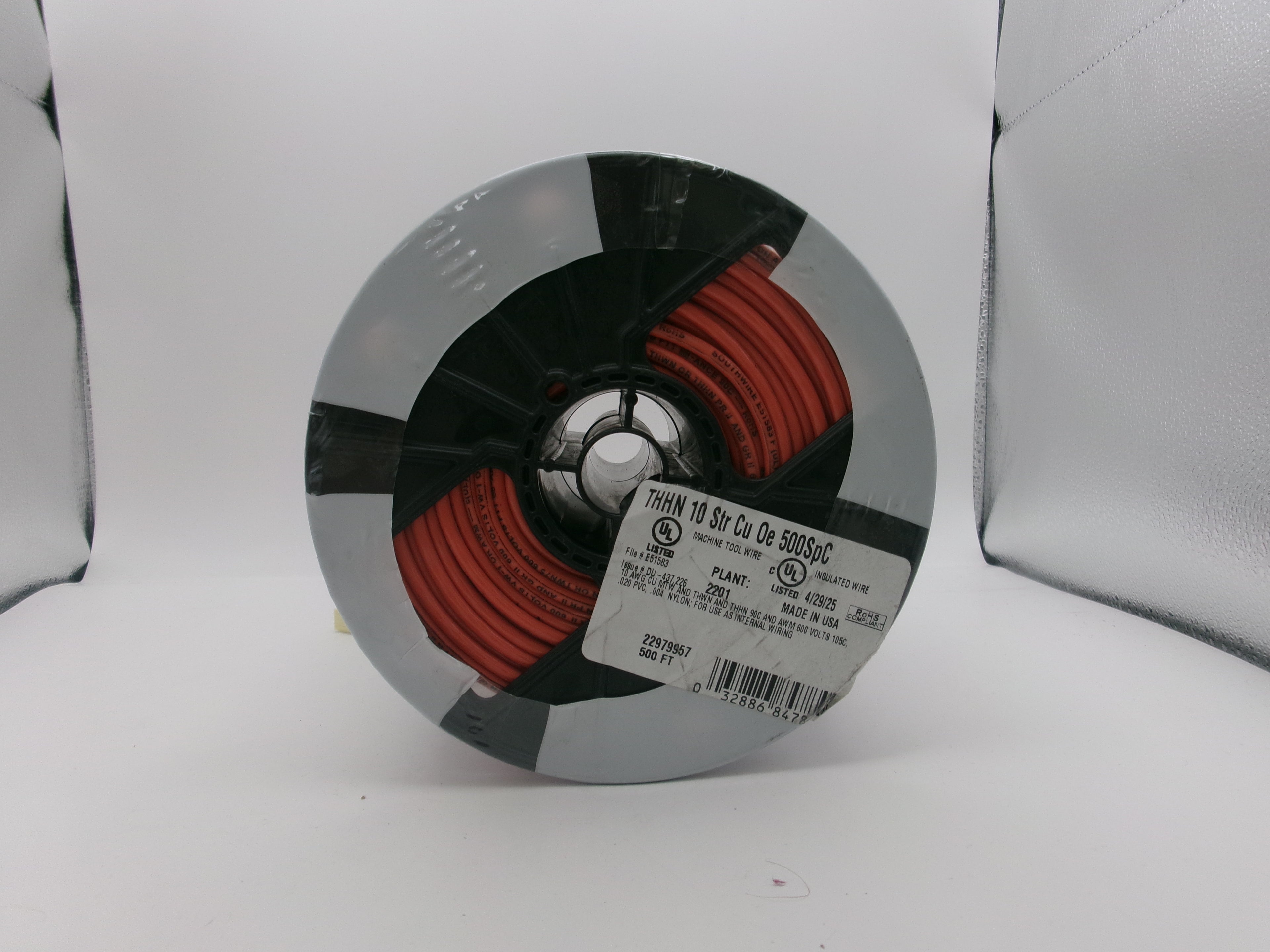 Southwire 22979957 500 ft Orange Stranded CU THHN Wire #10 AWG for Industrial & Residential Use